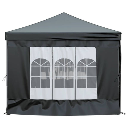 Hopfällbart partytält med sidoväggar svart 3x6 m