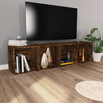 Bokhylla/tv-bänk rökfärgad ek 36x30x143 cm konstruerat trä