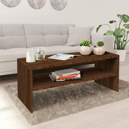 Soffbord brun ek 100x40x40 cm konstruerat trä