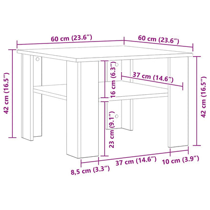 Soffbord rökfärgad ek 60x60x42 cm konstruerat trä