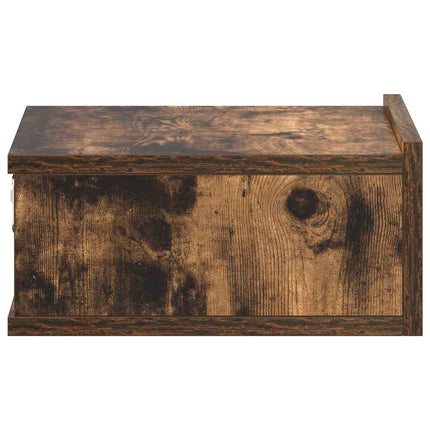 Svävande sängbord rökfärgad ek 40x30x15 cm konstruerat trä