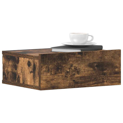 Svävande sängbord 2 st rökfärgad ek 40x30x15 cm konstruerat trä