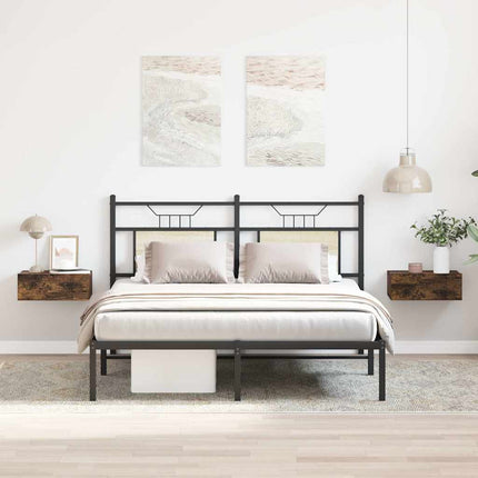 Svävande sängbord 2 st rökfärgad ek 40x30x15 cm konstruerat trä