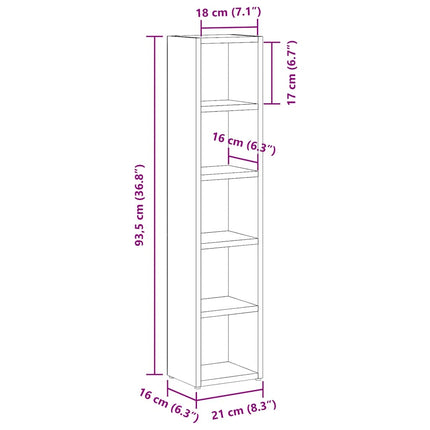 CD-hyllor 2 st rökfärgad ek 21x16x93,5 cm konstruerat trä
