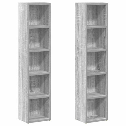 CD-hyllor 2 st grå sonoma 21x16x93,5 cm konstruerat trä