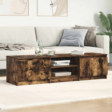 Tv-bänk rökfärgad ek 140x40x35,5 cm konstruerat trä