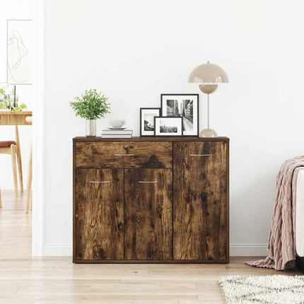 Skänk rökfärgad ek 88x30x70 cm konstruerat trä