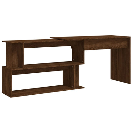 Hörnskrivbord brun ek 200x50x76 cm konstruerat trä