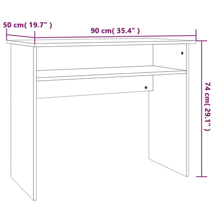 Skrivbord rökfärgad ek 90x50x74 cm konstruerat trä