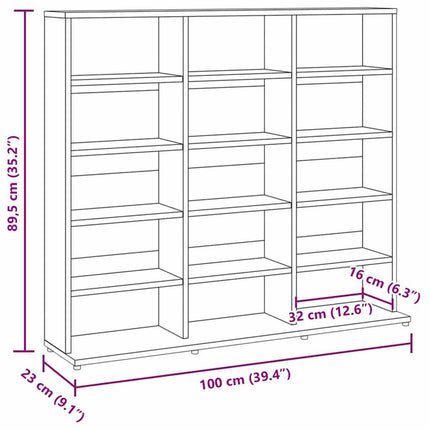 CD-hylla rökfärgad ek 100x23x89,5 cm konstruerat trä