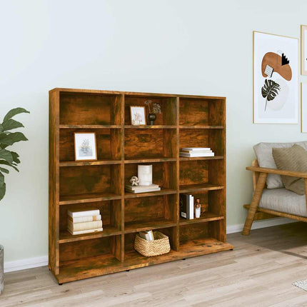 CD-hylla rökfärgad ek 100x23x89,5 cm konstruerat trä