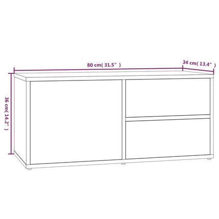 Tv-bänk rökfärgad ek 80x34x36 cm konstruerat trä