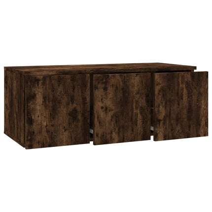 Tv-bänk rökfärgad ek 80x34x30 cm konstruerat trä
