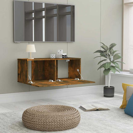 Tv-bänk rökfärgad ek 80x30x30 cm konstruerat trä