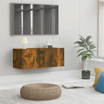 Tv-bänk rökfärgad ek 80x30x30 cm konstruerat trä