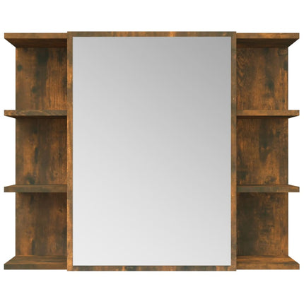 Spegelskåp för badrum rökfärga ek 80x20,5x64 cm konstruerat trä