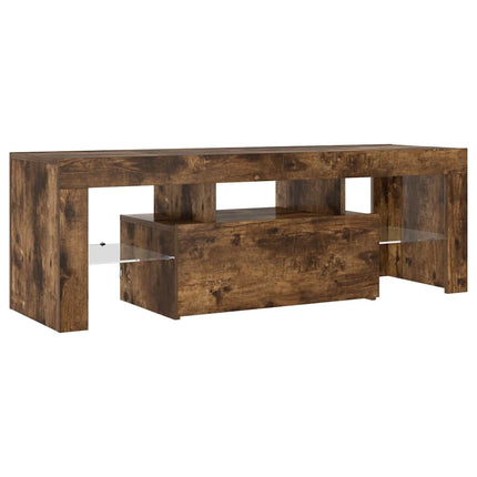 Tv-bänk med LED-belysning rökfärgad ek 120x35x40 cm