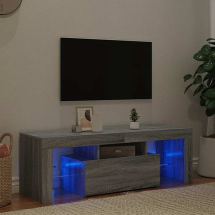 TV-bänk med LED-belysning grå sonoma 120x35x40 cm