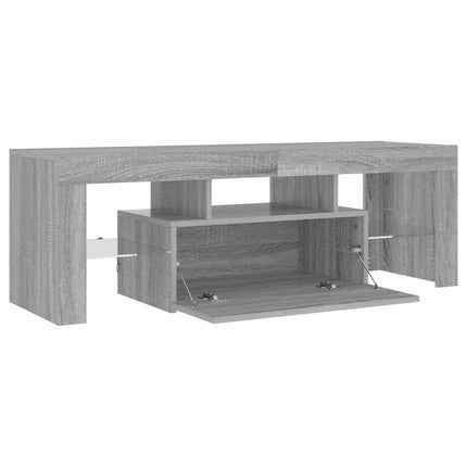 TV-bänk med LED-belysning grå sonoma 120x35x40 cm