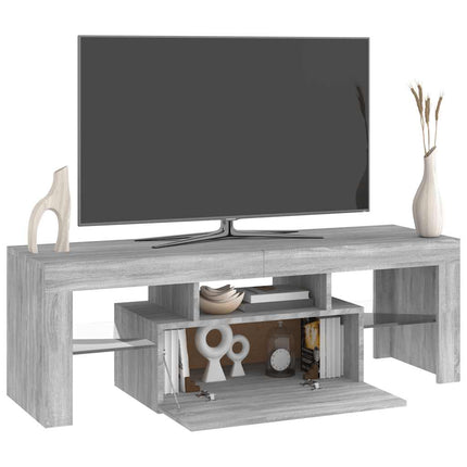 TV-bänk med LED-belysning grå sonoma 120x35x40 cm