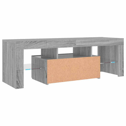 TV-bänk med LED-belysning grå sonoma 120x35x40 cm