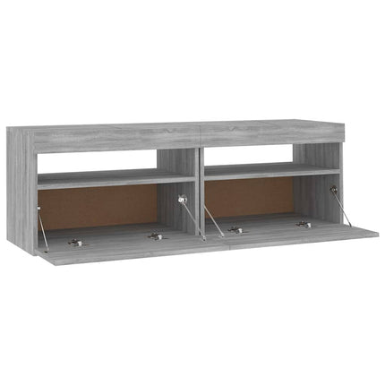 TV-bänk med LED-belysning grå sonoma 120x35x40 cm