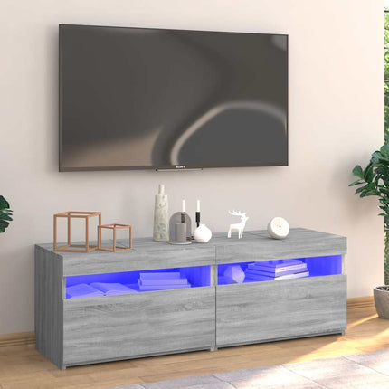 TV-bänk med LED-belysning grå sonoma 120x35x40 cm