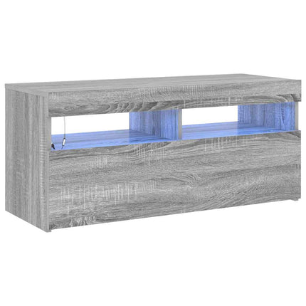 Tv-bänk med LED-belysning grå sonoma 90x35x40 cm