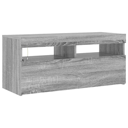 Tv-bänk med LED-belysning grå sonoma 90x35x40 cm