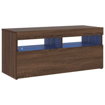 Tv-bänk med LED-belysning brun ek 90x35x40 cm