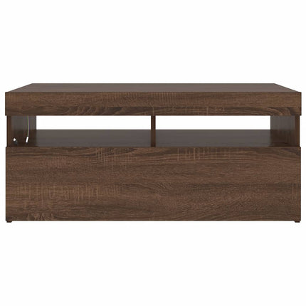 Tv-bänk med LED-belysning brun ek 90x35x40 cm