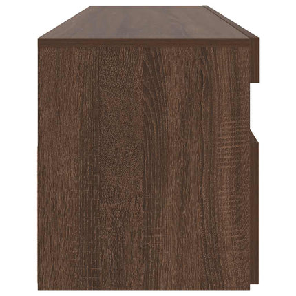 Tv-bänk med LED-belysning brun ek 90x35x40 cm