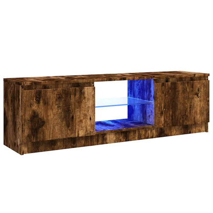 Tv-bänk med LED-belysning rökfärgad ek 120x30x36 cm