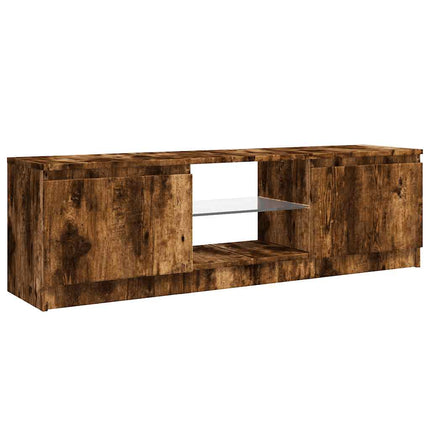 Tv-bänk med LED-belysning rökfärgad ek 120x30x36 cm