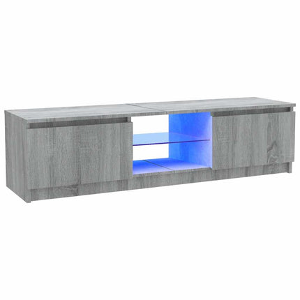 TV-bänk med LED-belysning grå sonoma 120x30x36 cm