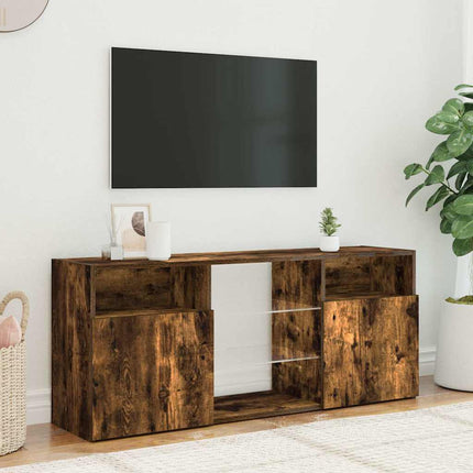 TV-bänk med LED-belysning rökfärgad ek 120x30x50 cm