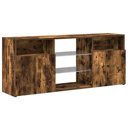 TV-bänk med LED-belysning rökfärgad ek 120x30x50 cm