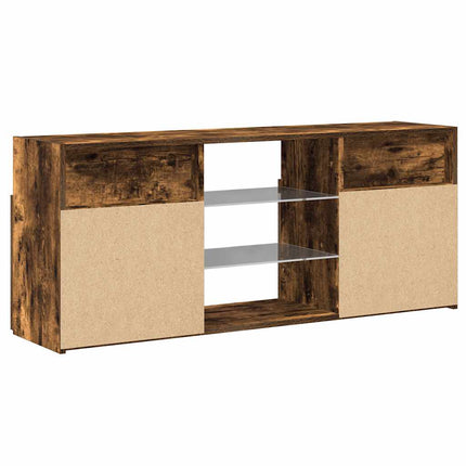 TV-bänk med LED-belysning rökfärgad ek 120x30x50 cm