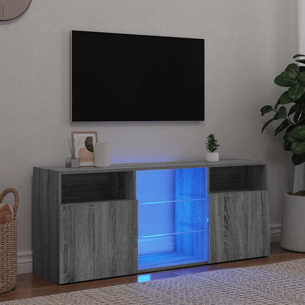 Tv-Bänk Med Led-Lampor 120X30X50 Cm Konstruerat Trä
