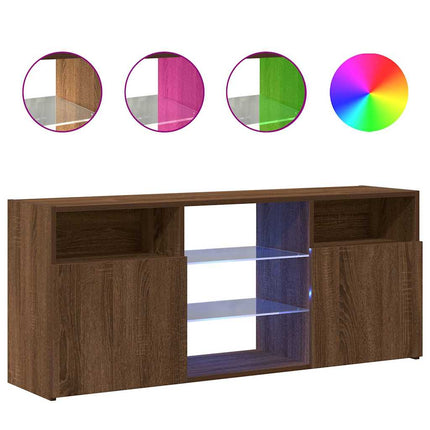 TV-bänk med LED-belysning brun ek 120x30x50 cm