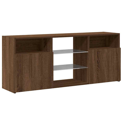 TV-bänk med LED-belysning brun ek 120x30x50 cm