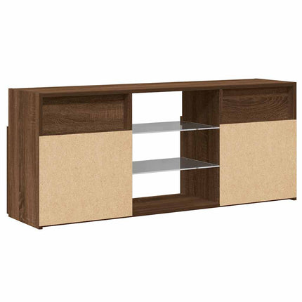 TV-bänk med LED-belysning brun ek 120x30x50 cm