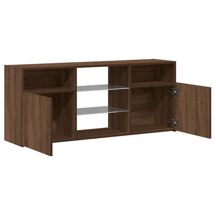 TV-bänk med LED-belysning brun ek 120x30x50 cm