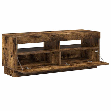Tv-bänk med LED-belysning rökfärgad ek 100x35x40 cm