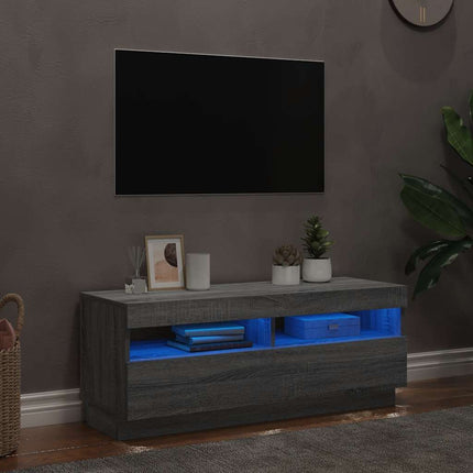 Tv-bänk med LED-belysning grå sonoma 100x35x40 cm