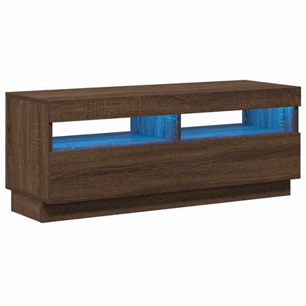 Tv-bänk med LED-belysning brun ek 100x35x40 cm