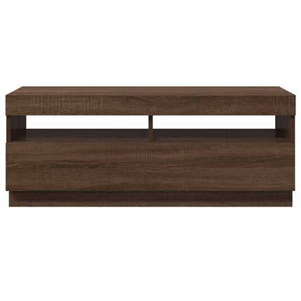 Tv-bänk med LED-belysning brun ek 100x35x40 cm