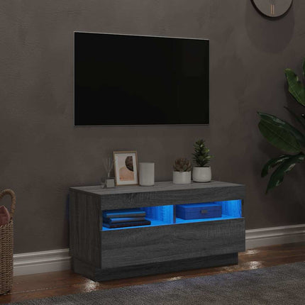 Tv-bänk med LED-belysning grå sonoma 80x35x40 cm