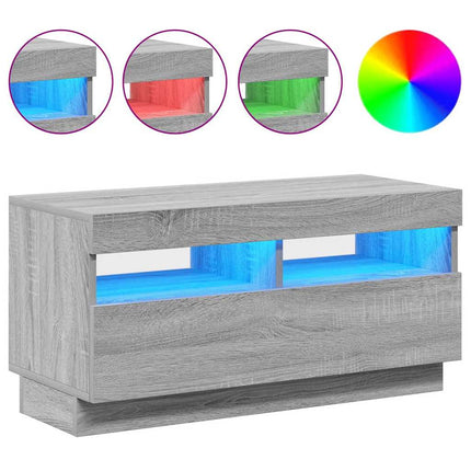 Tv-bänk med LED-belysning grå sonoma 80x35x40 cm