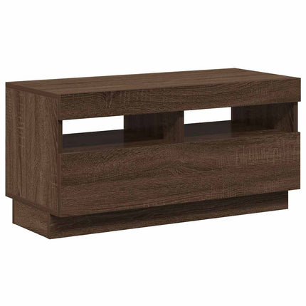 Tv-bänk med LED-belysning brun ek 80x35x40 cm